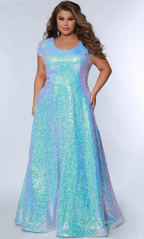 Sydney's Closet SC7348 - Cap Sleeve Evening Dress with A-Line Silhouette