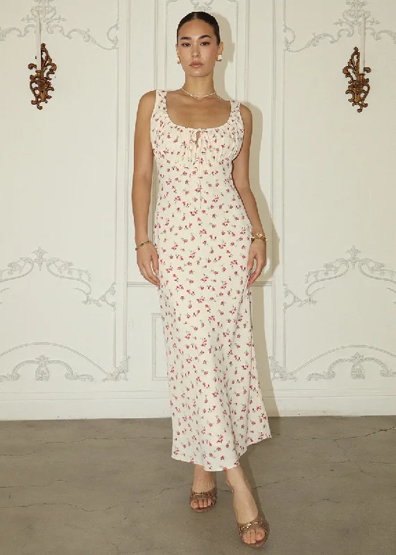 Claudette Floral Midi Dress - Cream Tunics Velvet soft