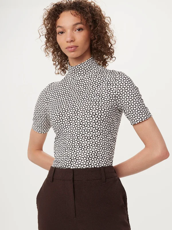 The Short Sleeve Mockneck in White Satin Fabric Silk Fabric Chiffon Fabric