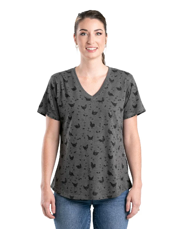 Women's Performance V-Neck Short Sleeve T-Shirt (Prints) Fashionable Trendy Casual