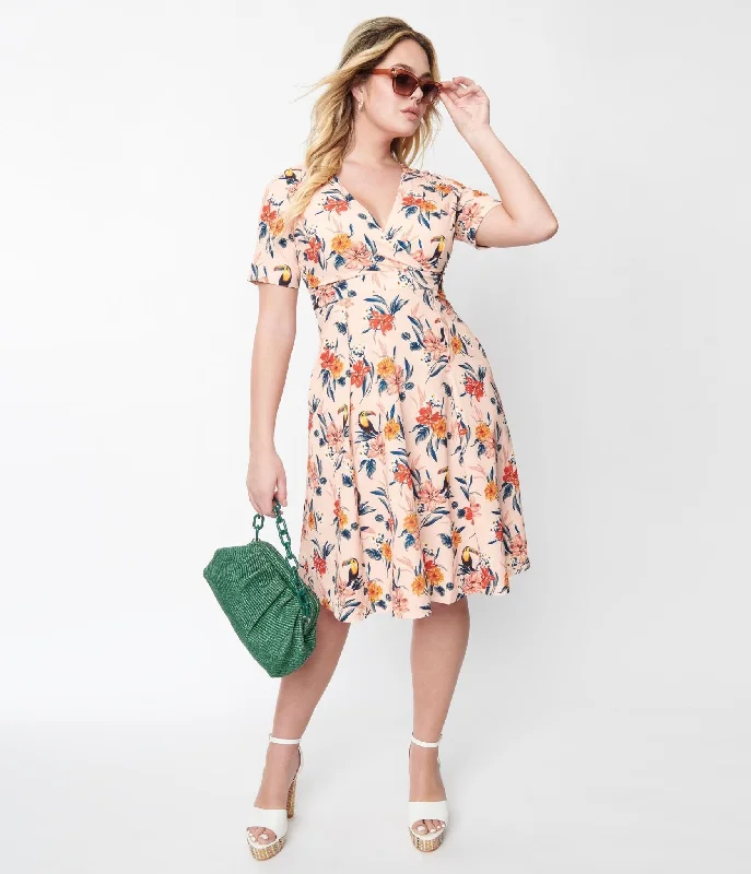 Floral 40s Inspired Dress Casual Floral Print