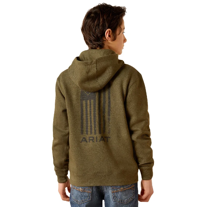 Ariat Youth Boy's Faded Brined Olive Green Hoodie 10046476 Nylon Polyester Spandex Ariat Youth Boy's Faded Brined Olive Green Hoodie 10046476 Nylon Polyester Spandex
