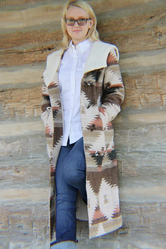 Aztec Long Coat by Powder River Embroidered Kimono Coat