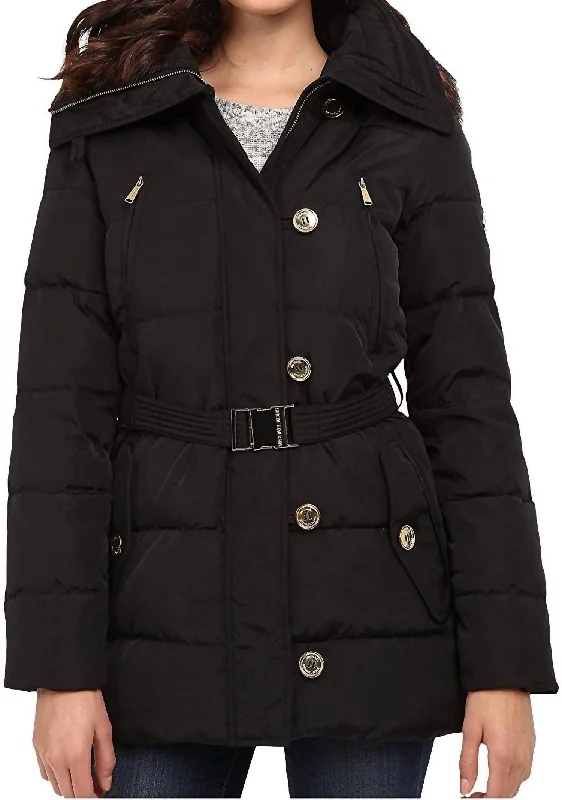 Fur Trim Hooded Down Coat In Black Embroidered Jacket Appliqued Jacket Beaded Jacket