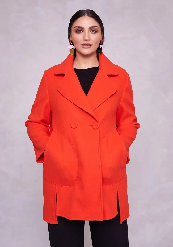 Ora Wool Blend Coat, Spice Orange Suede Jacket Faux Fur Jacket Puffer Jacket