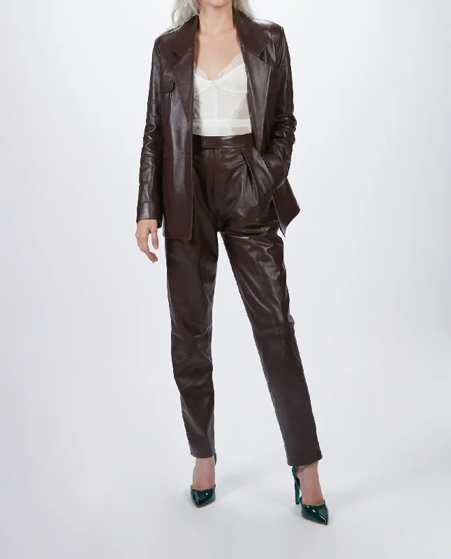 Suit Leather Jacket In Plum Zip Front Button Front Snap Front