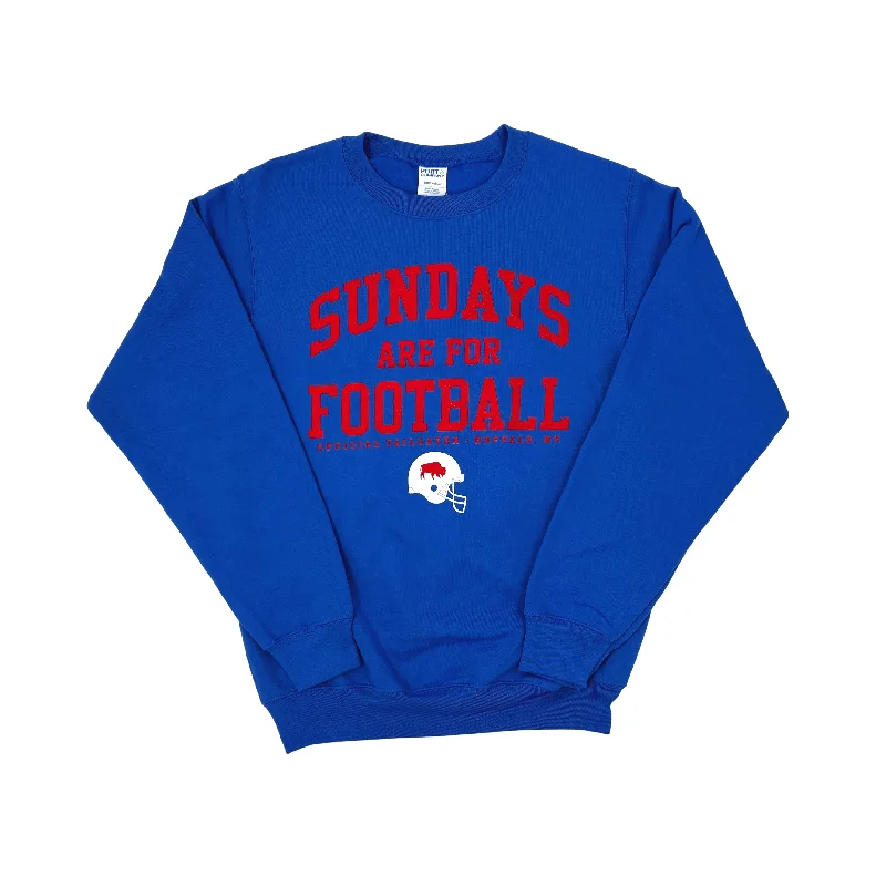 Unisex Sundays Are For Football Blue Crewneck Hoodie with Cuffed Sleeves Snug Secure