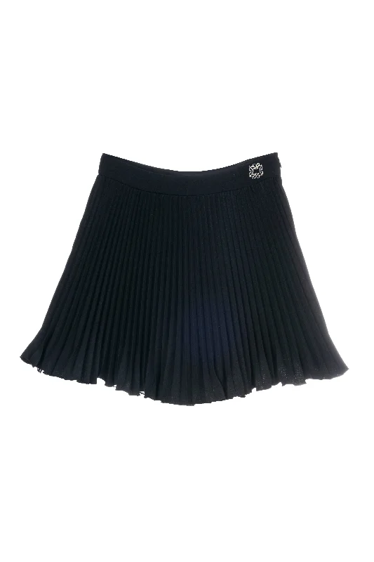 Black Crepe Pleated Skirt Flowy Ruffle Shorts