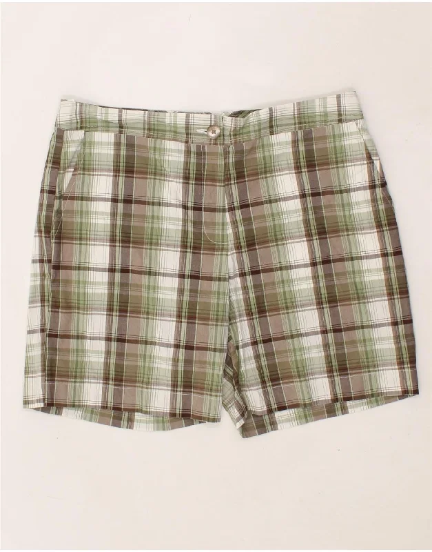 IZOD Womens Chino Shorts US 10 Large W32 Green Check Cotton