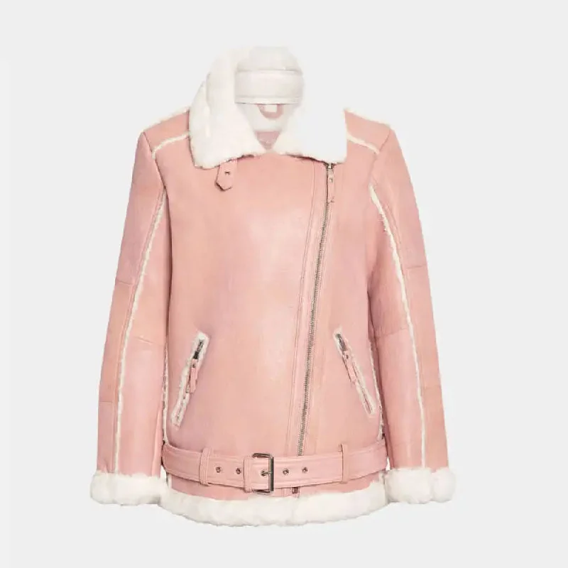 WOMEN’S ROSE BLOSSOM SHEARLING LEATHER JACKECT Simple Timeless Sweater
